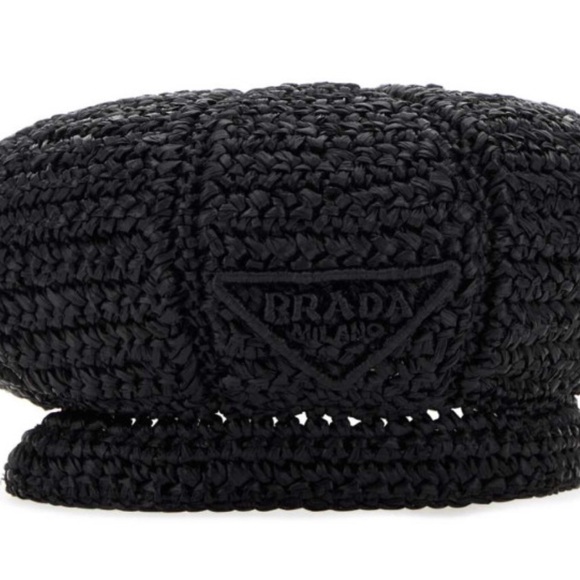 Prada Women’s Black Raffia Beret Hat - Size S - Picture 2 of 6